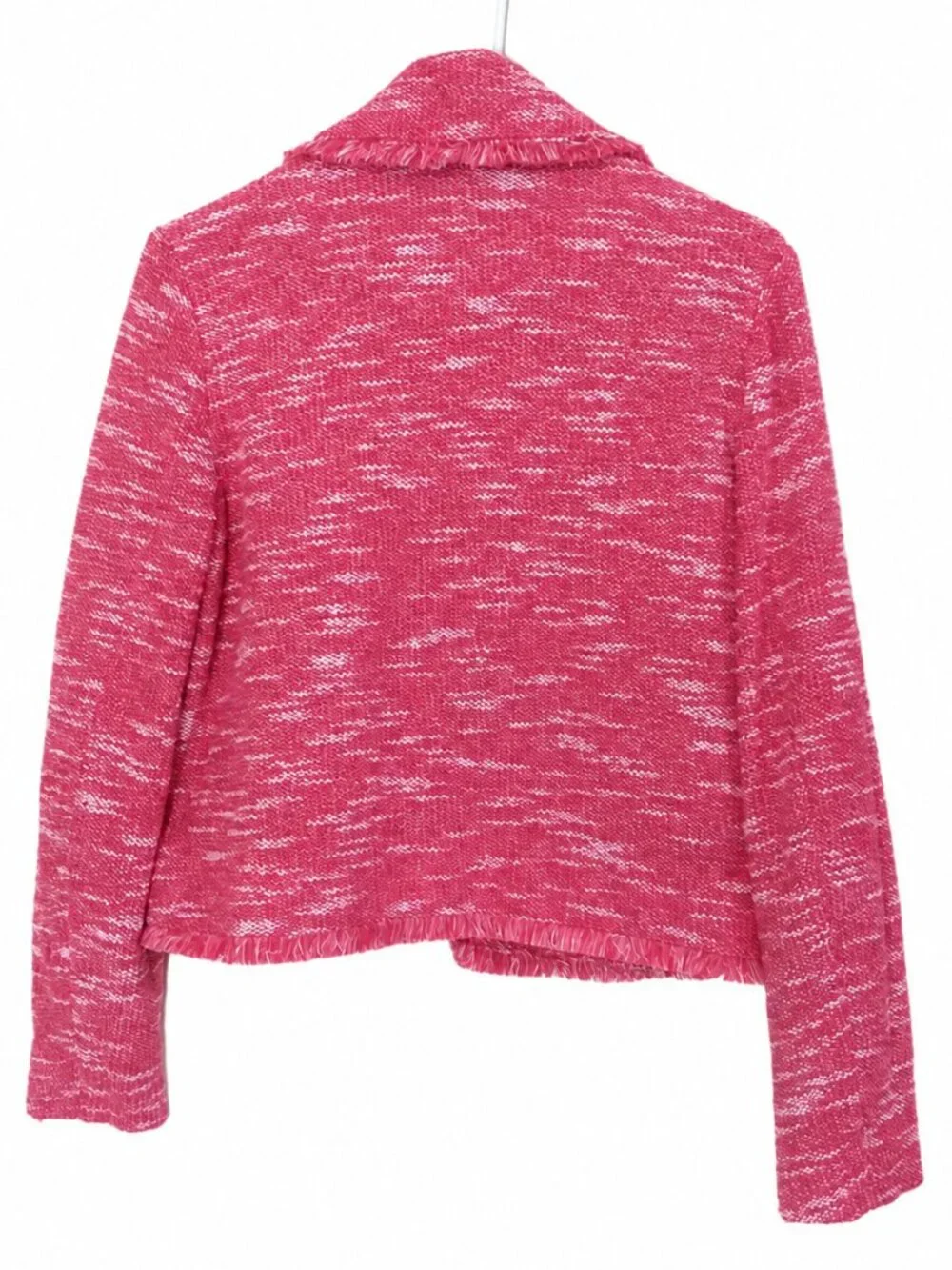 ELLE Pink/Red Tweed Blazer Jacket – Academic Chic Preppy Statement Piece - Picture 4 of 4